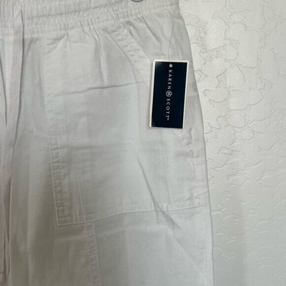 Karen Scott Womens White Cotton Pull-On Bermuda Shorts W/ Pockets Size S - Picture 5 of 9
